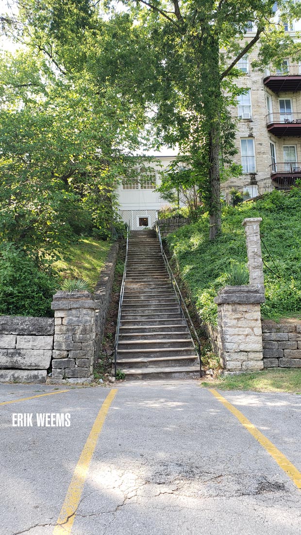 Steps up the Crescent Hotel